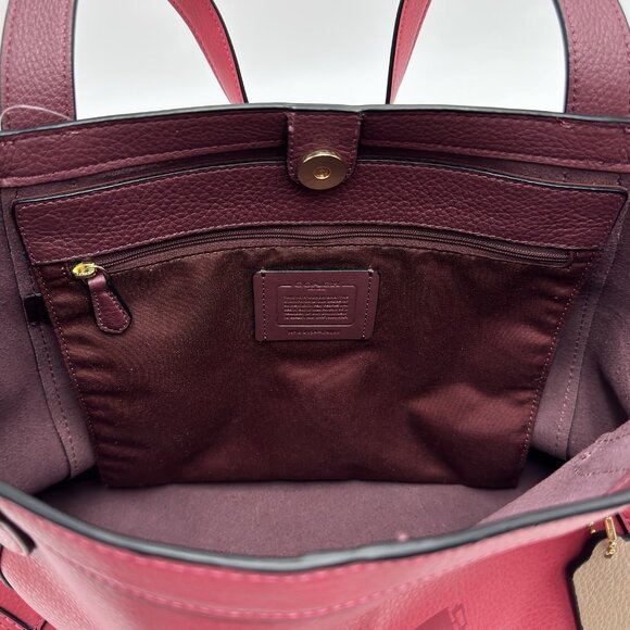 Coach C4063 Tote With Horse And Carriage IM Poppy Vintage Mauve Leather New $378 - Picture 6 of 7